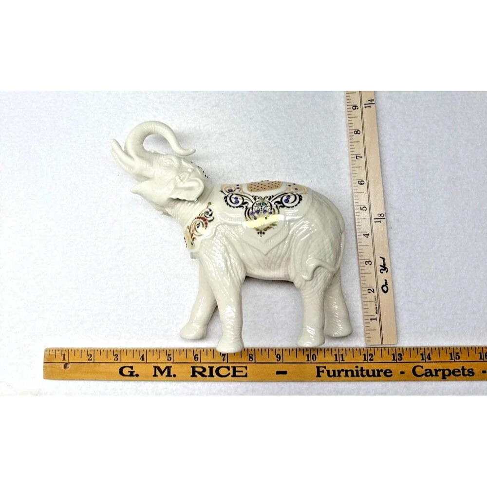 Lenox Jewels Elephant Figurine Ivory Porcelain Gold Trim Crystal Accents Large
